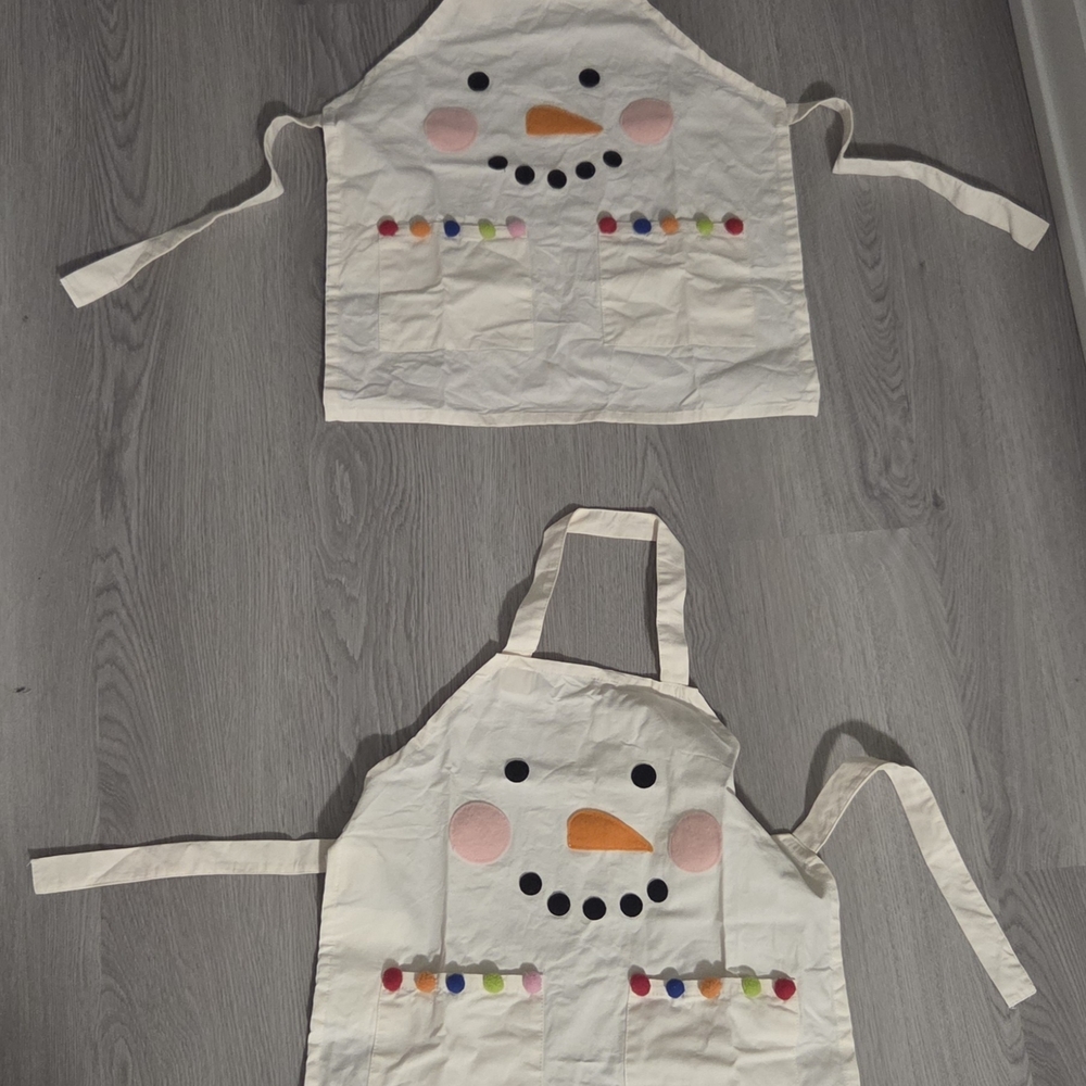 Snowman Aprons with Colorful Accents